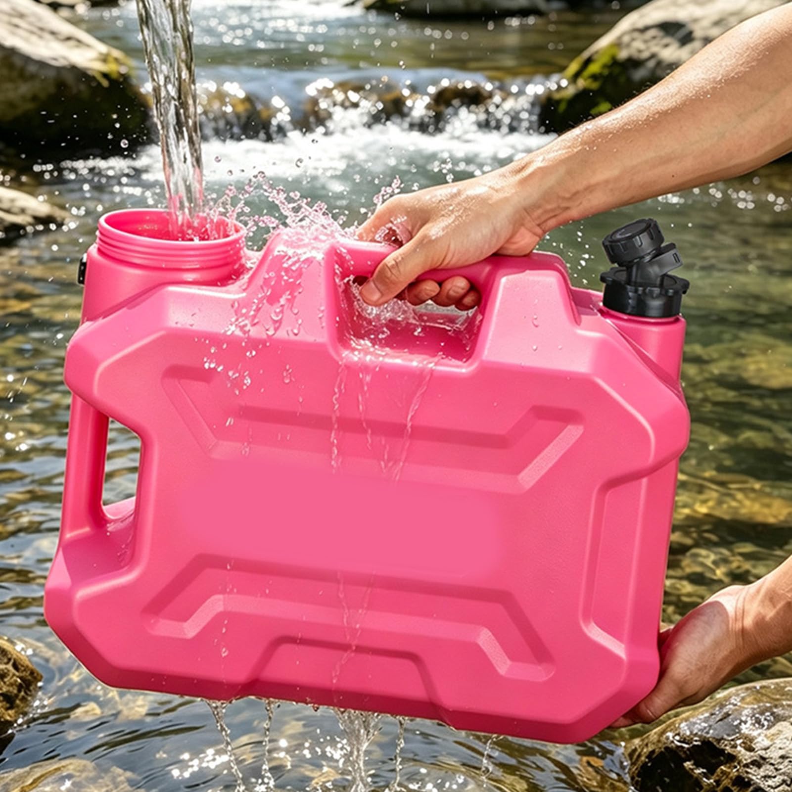 VGEBY Pojemnik na wodę z Kranem 5 Galonów (PINK) | 18.9L Zbiornik Spożywczy, Dzbanek na wodę z PE, Uszczelnienie Zabezpieczające Przed Wyciekami ze szczotką do Czyszczenia,