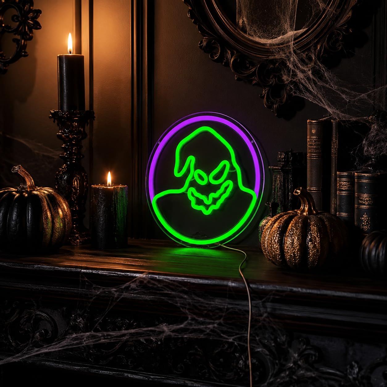 Letrero de neón de Halloween con luces de neón de Pesadilla antes de Navidad para dormitorio, letreros LED de fantasma para Halloween, Navidad, regalos de cumpleaños