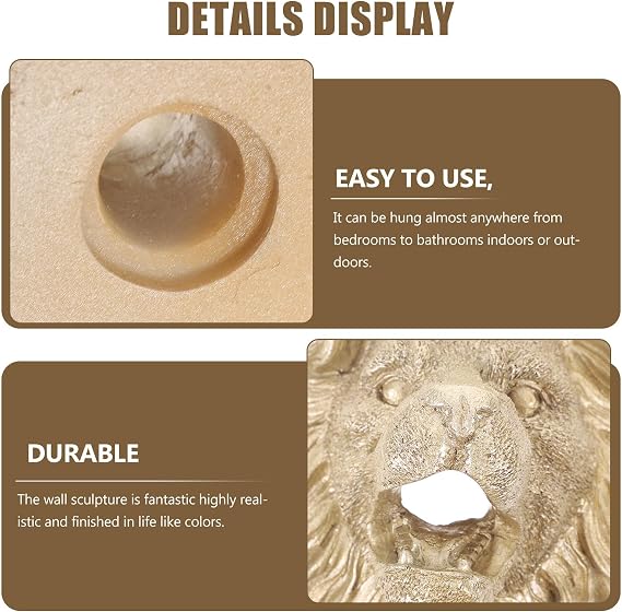 CRAFTHROU Lion Head Wall Hanging Fountain Sprayer Nozzle with Resin Material and Simple Installation for Garden and Fountain Water Feature Decoration