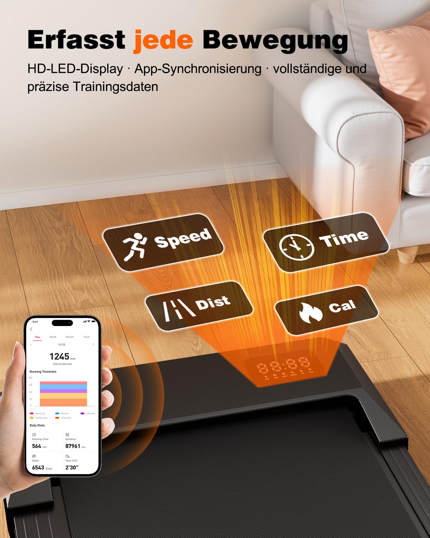 Superun Walking Pad max 159 KG/136 KG, Laufband für Zuhause mit Trainingsmodus, Leise Laufband Schreibtisch mit App und virtuellen Laufstrecken. Vor Ort erlebbar