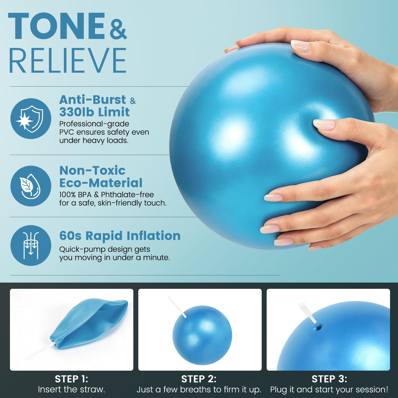 Home - Kit esencial de pilates para mujer, juego de equipo de pilates con pelota de yoga de 9 pulgadas, banda de resistencia figura 8, bandas de pilates y accesorios, juego de anillo de