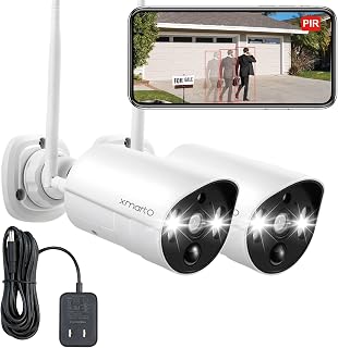 XMARTO Thermal-Detect Wireless Home Security Camera 2-Pack,2K HD WiFi Cameras,Flood Light Color Night Vision,2-Way Audio, 1-Tap Siren (24/7 Surveillance,Save to SD,NVR or Cloud, ww. Alexa, WP2K34-Q2)