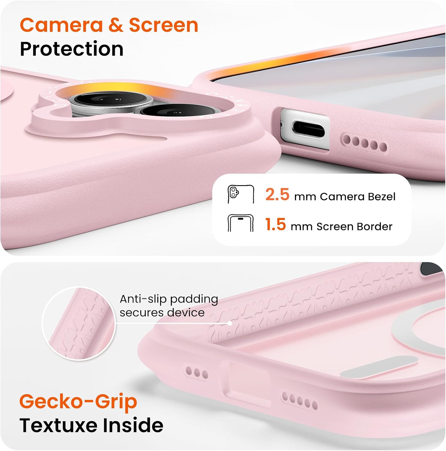 ORNARTO for iPhone 17 Case 6.3", 20FT Military-Grade Drop Protection, Compatible with MagSafe, Slim Matte Clear Anti-Fingerprint Shockproof Protective Cover, Chalk Pink