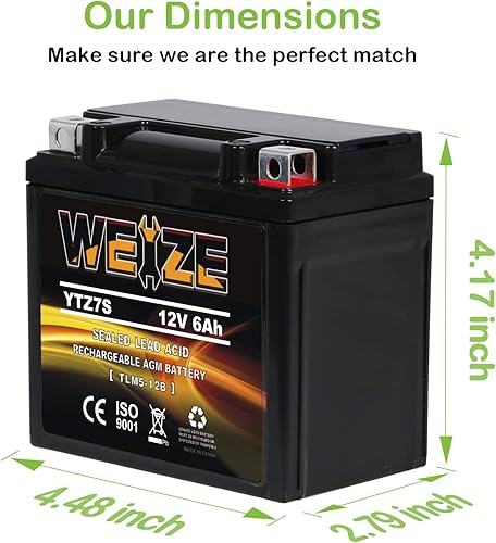 Miniatura 67 de Weize YTZ10S-BS - Batería de motocicleta AGM sellada de alto rendimiento, sin mantenimiento, compatible con Yamaha Honda