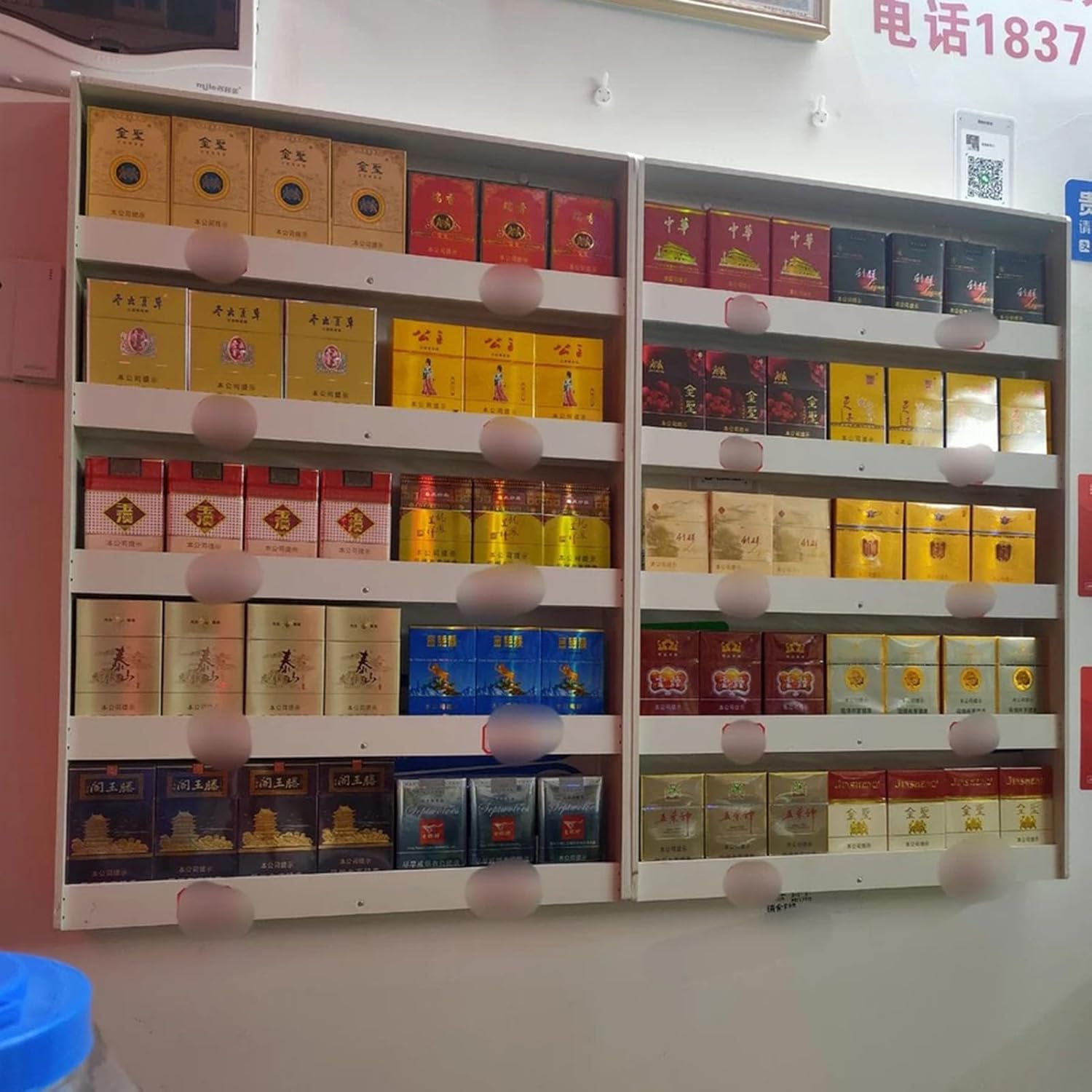 Commercial Wall Mounted/Countertop Cigarettes Display Holder Matchbook Case,Large Cigarettes Box Rack for Supermarkets, Individual Retail Tobacco Organizer Shelf(59x5x47.5cm/23.2x2x18.7inch)