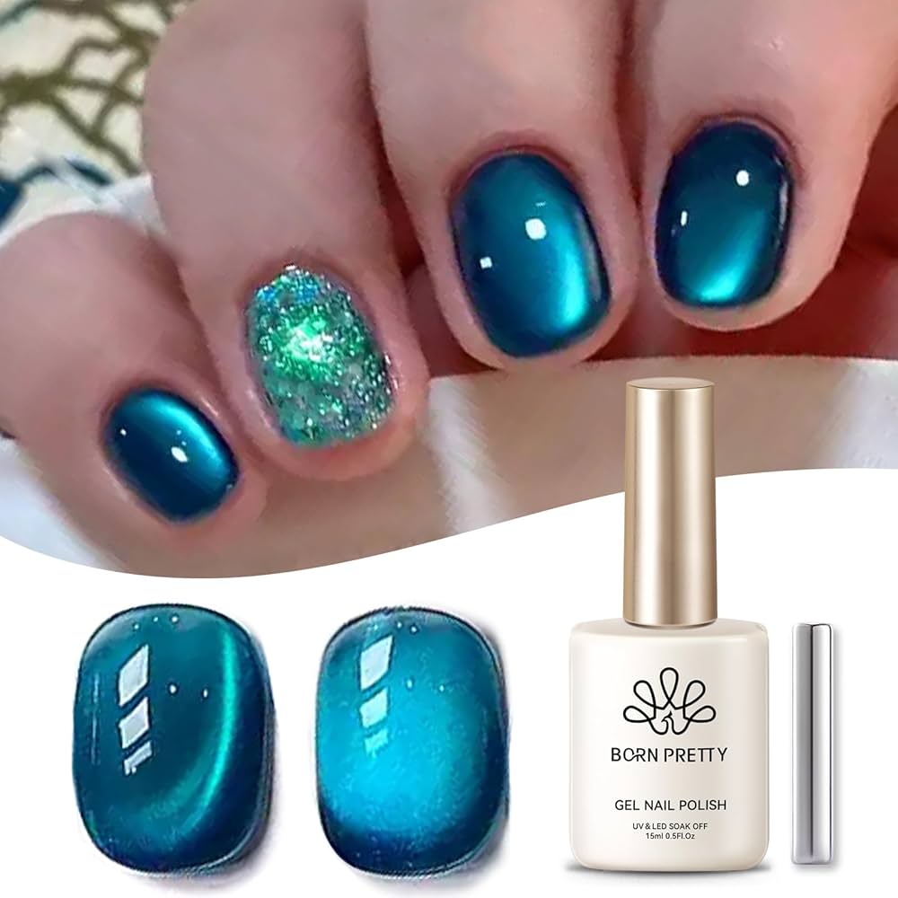 Amazon.com: Born Pretty Cat Magnetic Gel Nail Polish, Sea Blue