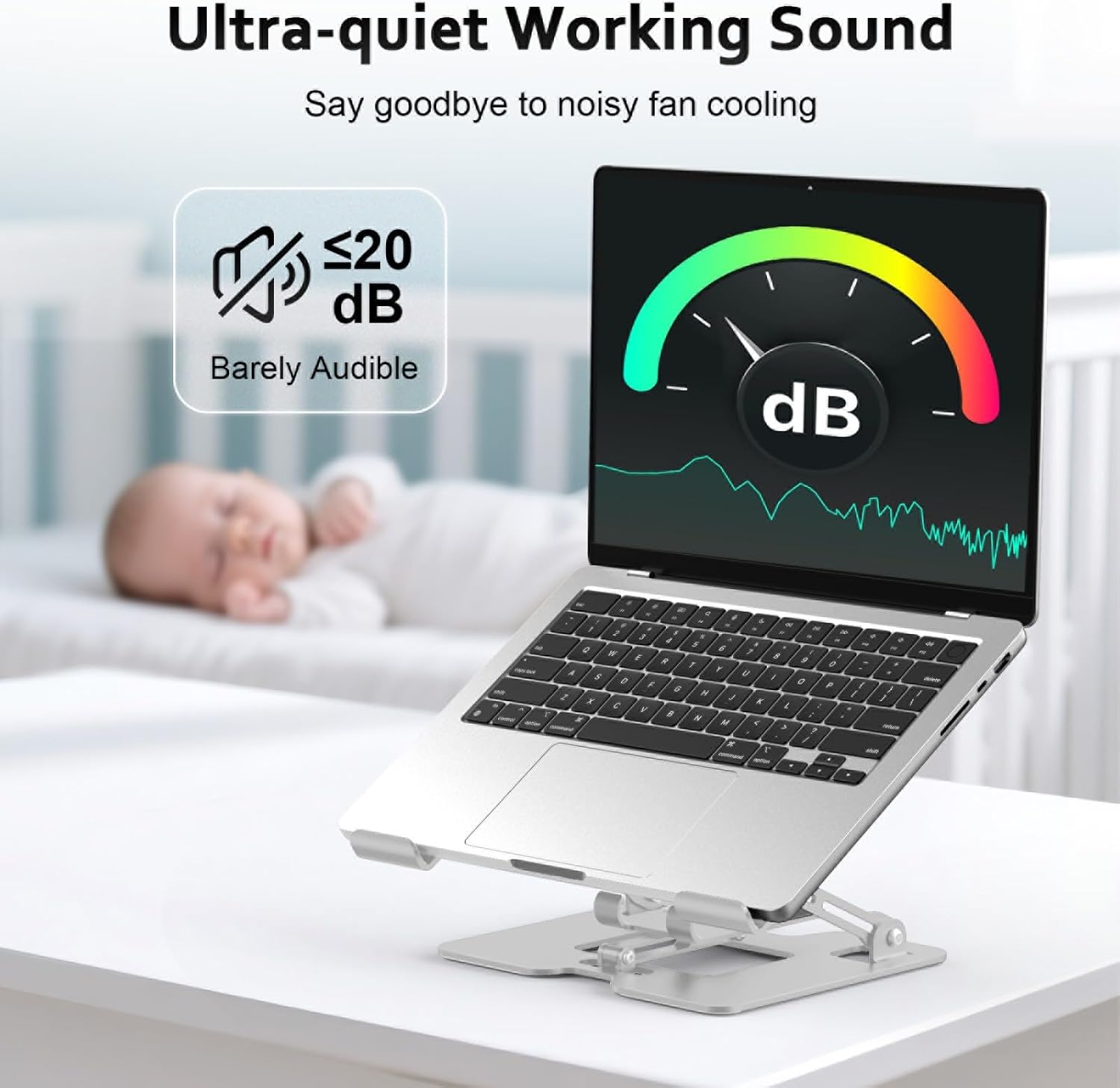 Laptop Cooling Stand with Detachable Fan,2-IN-1 Laptop Stand with Phone Holder and Silent Fans,Adjustable Height and Angle,Carbon Steel Framework,Laptop Cooling Pad for up to 16”Laptop (White)