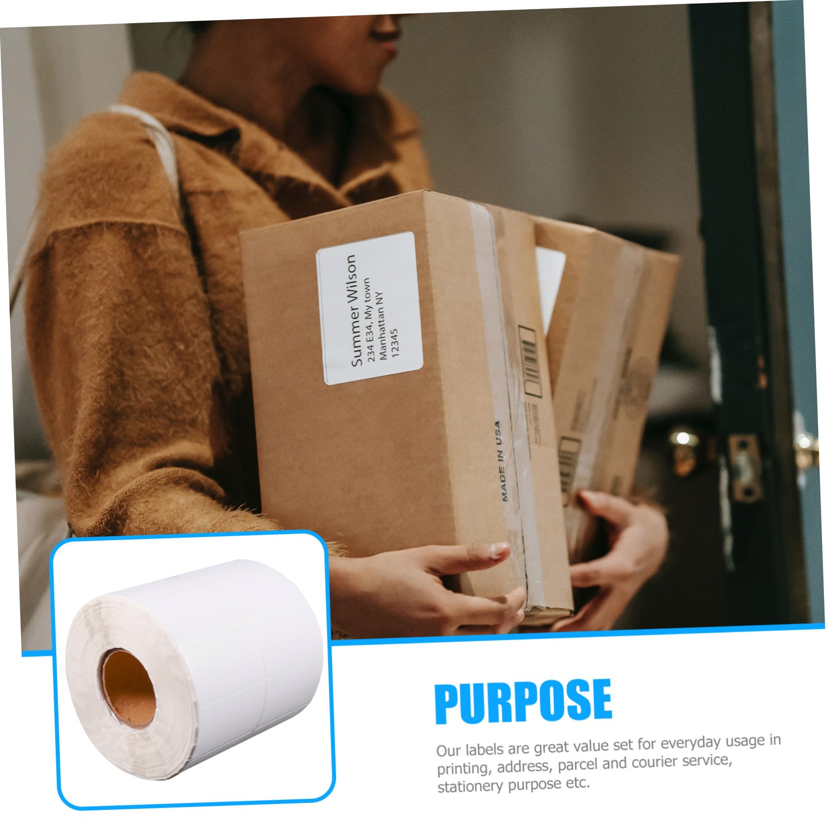 Détiquettes Thermiques Autocollantes Papier Couché Double Rangée Compatibles Imprimantes Tsc Étiquettes Adhésives Polyvalentes pour Expéditions et Usage Quotidien
