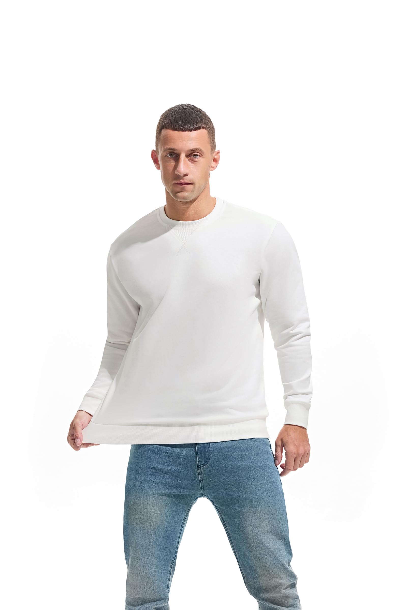 VEIISAR Herren Sweatshirt mit Rundhalsausschnitt Männer Basic Pullover Langarmshirts Freizeit Sport Shirt