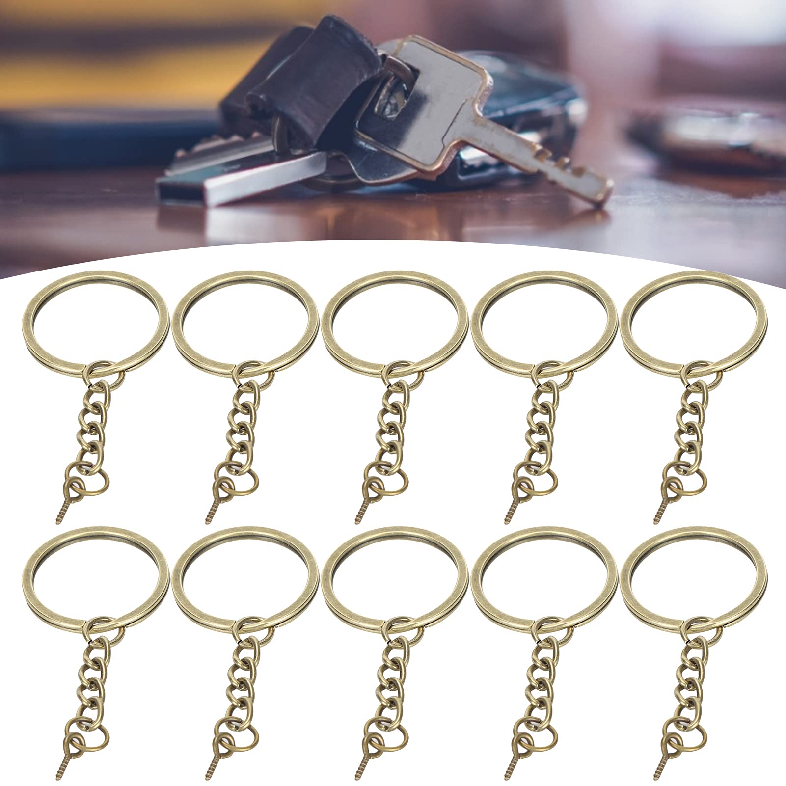 10 Portachiavi In Metallo Con Anelli Aperti - Oro Rosa, 25-30 Mm, Per Artigianato E Chiavi - Foto 7