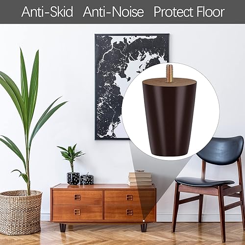 Miniatura 7 de TURSTIN 8 patas redondas para muebles de 3 pulgadas, patas redondas de madera maciza con tuercas en T M8, patas de sofá, patas de repuesto para