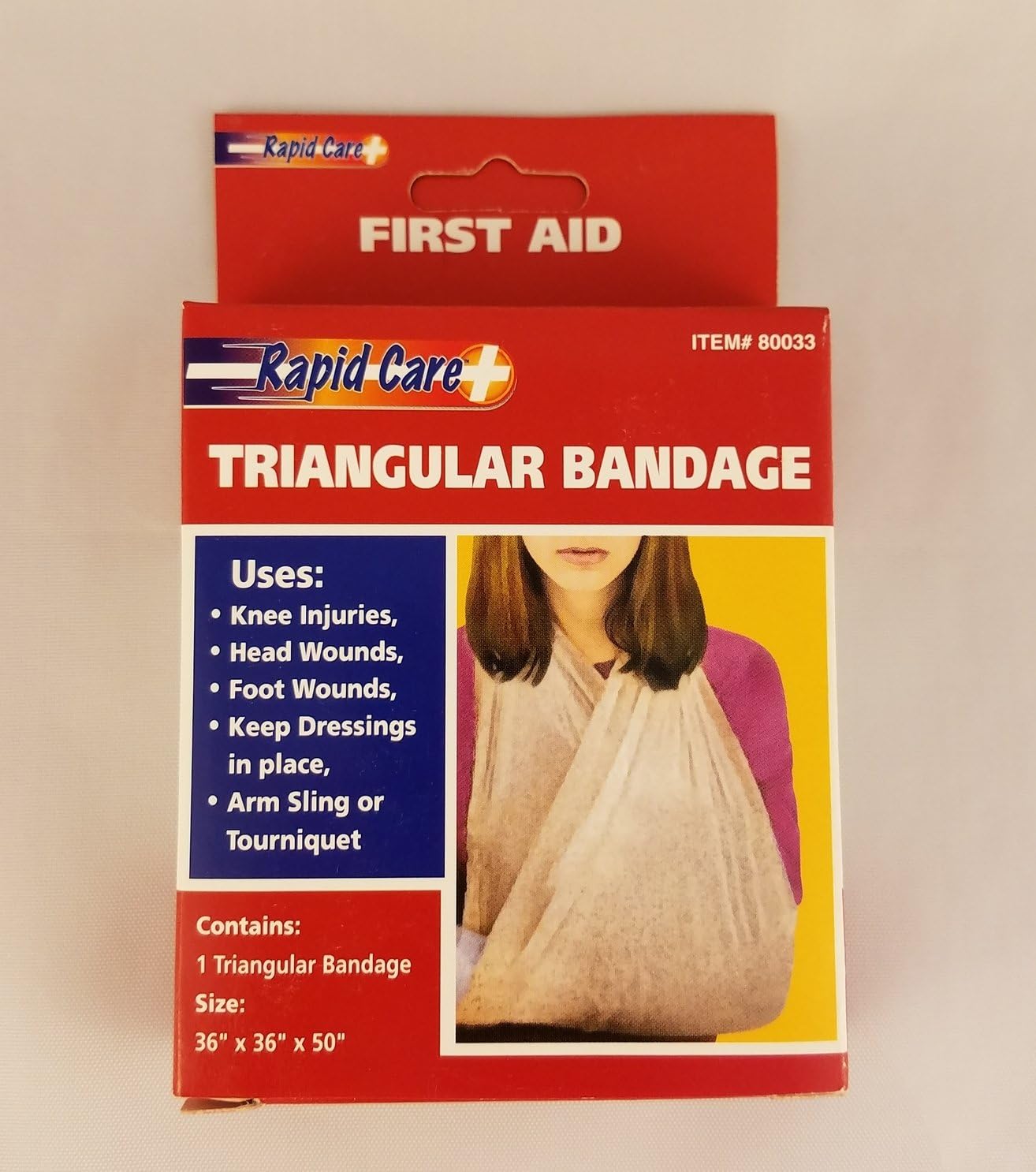 Rapid Care Triangular Bandage (Uses: Knee injuries, Head Wounds, Foot Wounds, Arm Slings, Tourniquet)