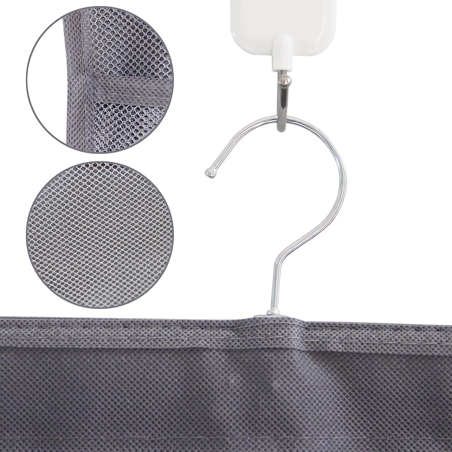 2Pcs Hanging Mesh Pockets Dual-Sided Closet Organizer for Underwear,Bra,Socks,Accessories with Hanger,Total 48 Pockets Grey