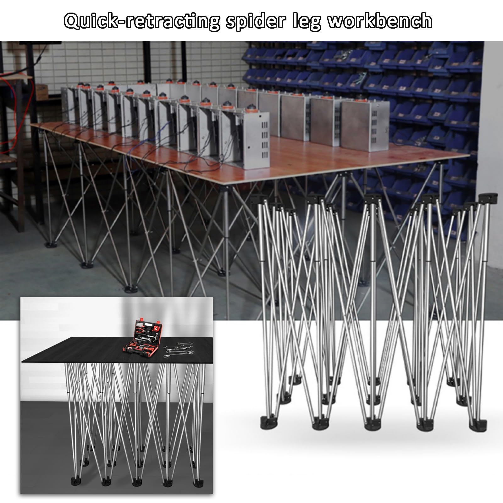 Mesa De Trabajo Retráctil Plegable, Banco De Trabajo Plegable De Servicio Pesado, Ideal para Proyectos De Construcción Y Bricolaje, Estación Obras Móviles, Mesa De Construcción(8 Legs)
