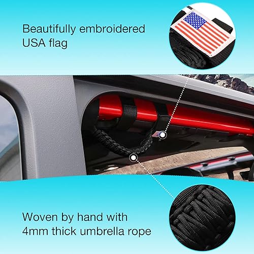 Miniatura 2 de GAIZON Paquete de 2 asas de agarre de barra antivuelco, asas de paracaídas para Wrangler CJ YJ TJ JL JK LJ JLU JKU Sahara Freedom Rubicon, Gladiator