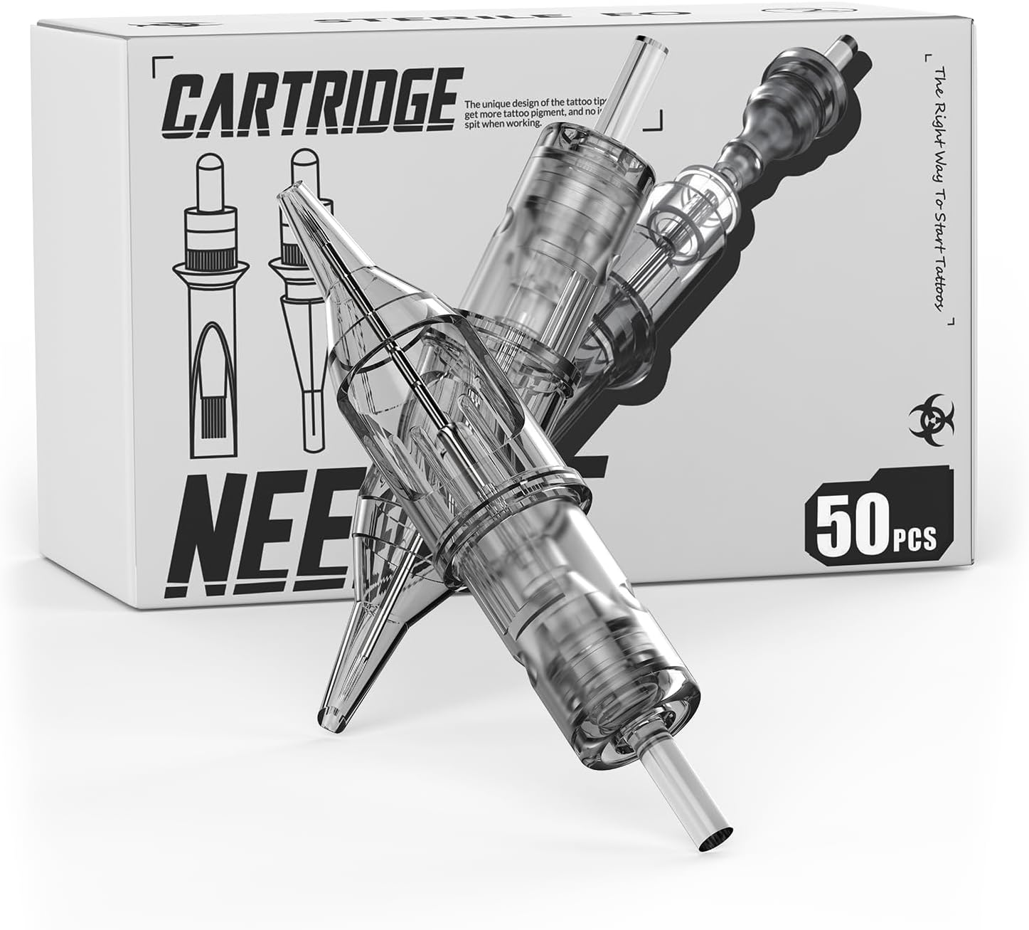 Wormhole Tattoo Cartridge Needles 50pcs Assorted Tattoo Needle Cartridges Round Liner Mixed 3RL 5RL 7RL 9RL 11RL (50pcs #12 Standard RL)