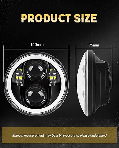 Miniatura 5 de Faros delanteros LED de 5.75 pulgadas, 5 34 pulgadas, haz sellado H5006 con haz Hi-Lo+Halo Ring DRL + señal de giro para Chevy