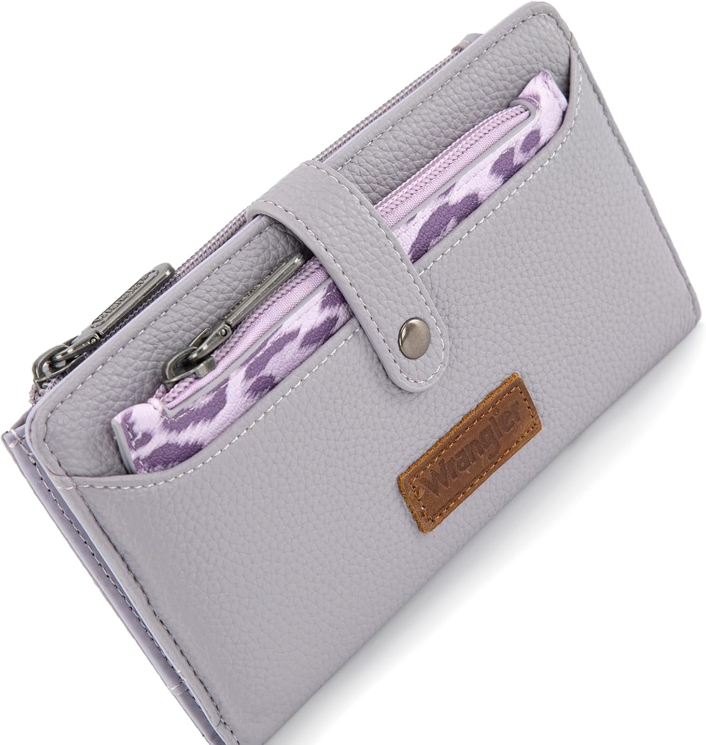 Montana West X Wrangler Purple Wallet for Women Bifold Wallets, Card Cases & Money Organizers Ladies Female Leopard Print Wallet Western Travel Clutch Wallets with Double Coin Purses - Image 5