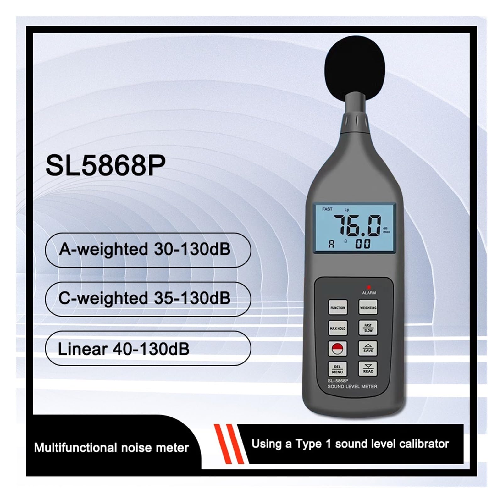 Fonometro Digitale Fonometro Decibel Meter con Funzione di Memoria Multifunzionale Tester del Livello di Rumore Decibel
