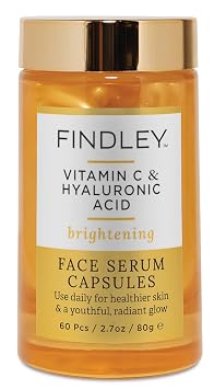Findley Brightening Face Serum with Vitamin C & Hyaluronic Acid | Hydrating & Radiance Boosting | Improves Skins Appearance 60 pcs, 2.7oz