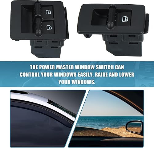 Miniatura 6 de X AUTOHAUX Interruptor maestro de elevalunas eléctrico del lado del conductor y del lado del pasajero delantero Juego de interruptores de control
