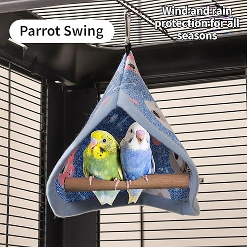 Bird Bed Blanket Parrot Nest Snuggle Hut for Cage Accessories,Parakeet Warm House Hanging Tent Bed Hammock Wood Stand Perch Swing Toy for Cockatiel Lovebird Cockatoo (Beige)(Beige)