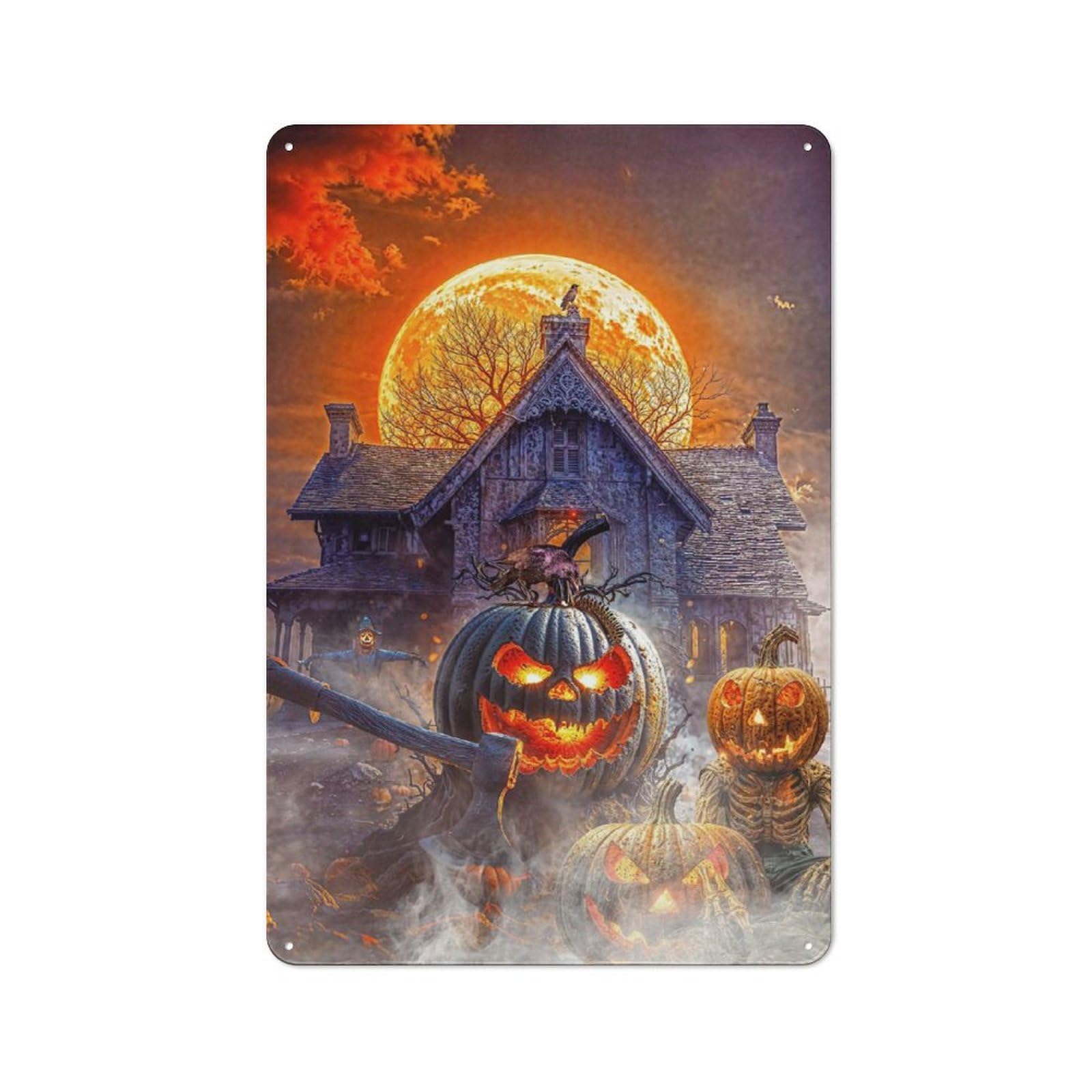 Junmoney Halloween Mystery House Metal Wall Sign 30X20cm, Modern Retro Loft Wall Plaque For Flat, Bar, Studio Or Gallery Wall