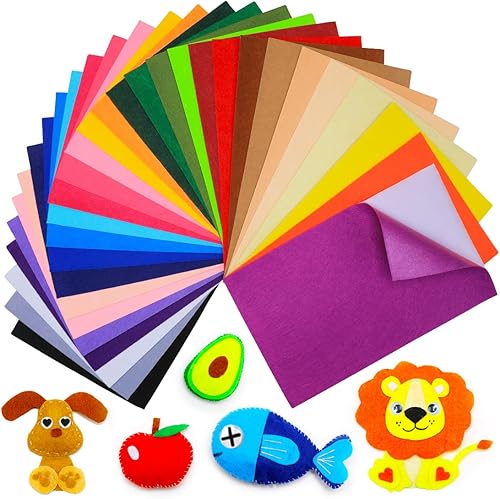 IOOLEEM Hojas de fieltro multicolor hojas de fieltro autoadhesivas 30 piezas de 7 x 113 pies cerca de tamaño A4 - 71 x 112in hojas de fieltro
