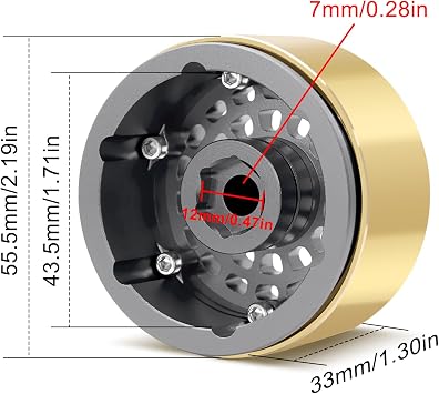 OGRC 1.9 Beadlock Wheel RC Crawler Wheels with Brass Ring 1.9 Wheels for Axial SCX10 TRX4 VS4-10 Gen8 MST CFX 1/10 RC Crawler Upgrade (Titanium)