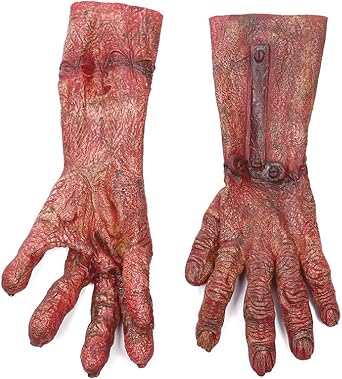 Halloween Gloves Horrific Costume Devil Gloves for Halloween Cosplay Hands Adult Gloves Larp Performance Blood Finger Gloves Role Play Fancy Beast Dress Gloves Party Costume Latex Rubber Gloves