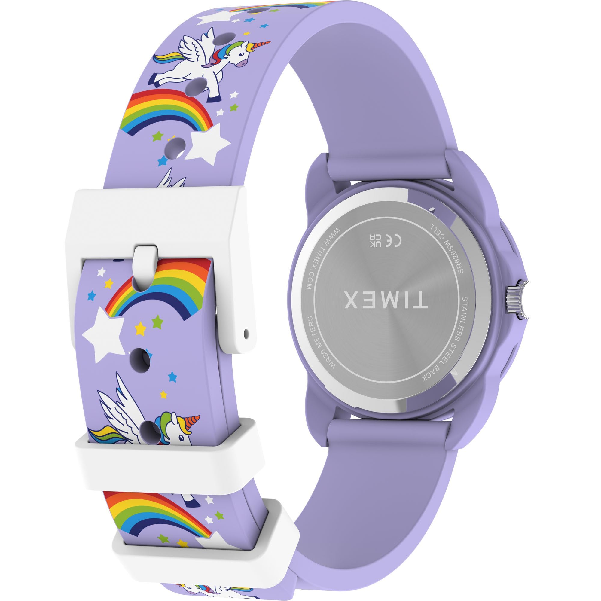 Timex Reloj de Pulsera para Adolescentes y niños, 30 mm, Correa Morada, Esfera Blanca, Caja Morada