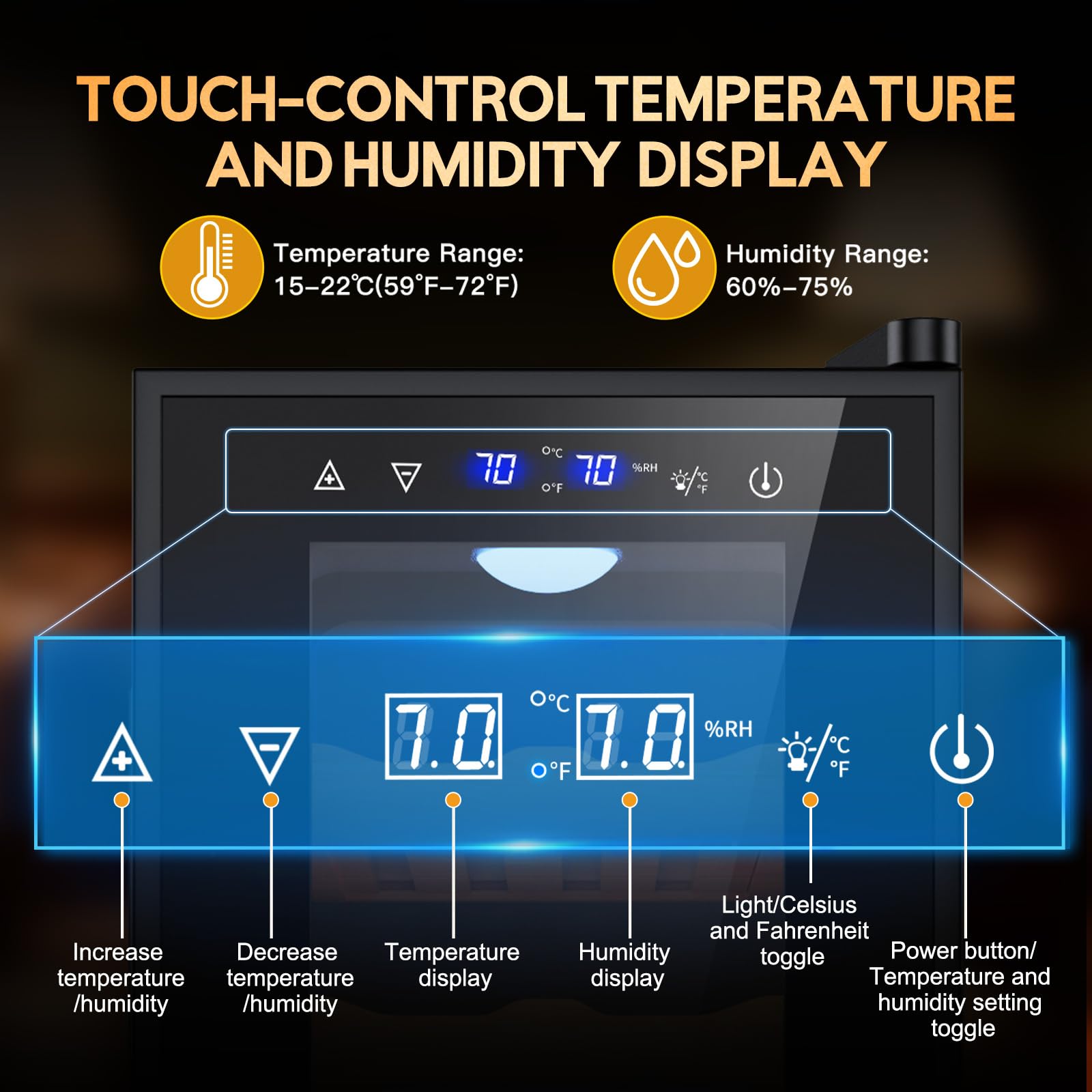 RLPI Thermostatic Electric Cooler Cabinet 250 Counts,35L Electric Humidor with Smart Humidity & Temp Digit Control System,Spanish Wood Shelves,Gift for Men on Fridge.com