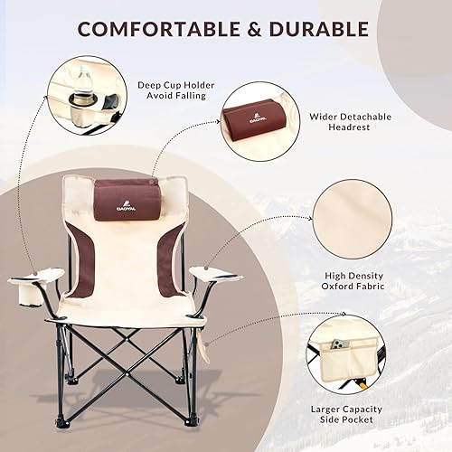 Miniatura 4 de Silla de camping reclinable de 4 posiciones ajustables, silla de playa plegable ligera para adultos con reposapiés y reposacabezas extraíbles,