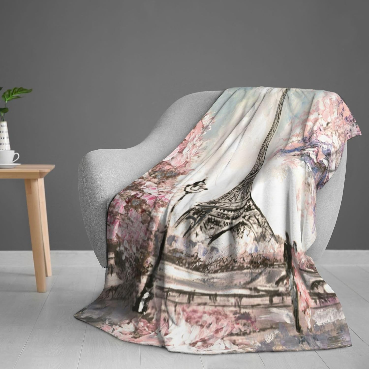 Paris Romantic Landscape Blanket, Soft Blankets Flannel Bed Throw Cozy Lightweight Plush Gifts for Women Girls Sofa Couch Bedroom Living Rooms Warm All Season, Home Decor, 60"x50" - Image 4