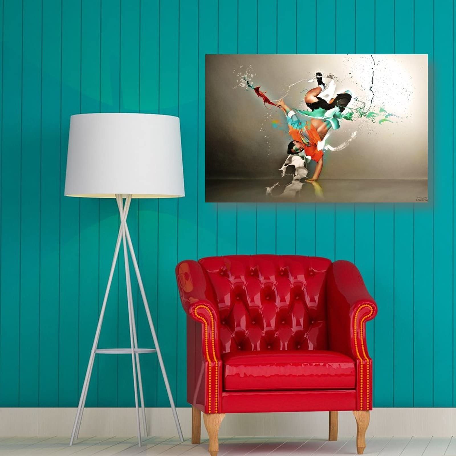 Poster di arte artistica da parete con danza hip hop, con stampa artistica su tela, 50 x 75 cm