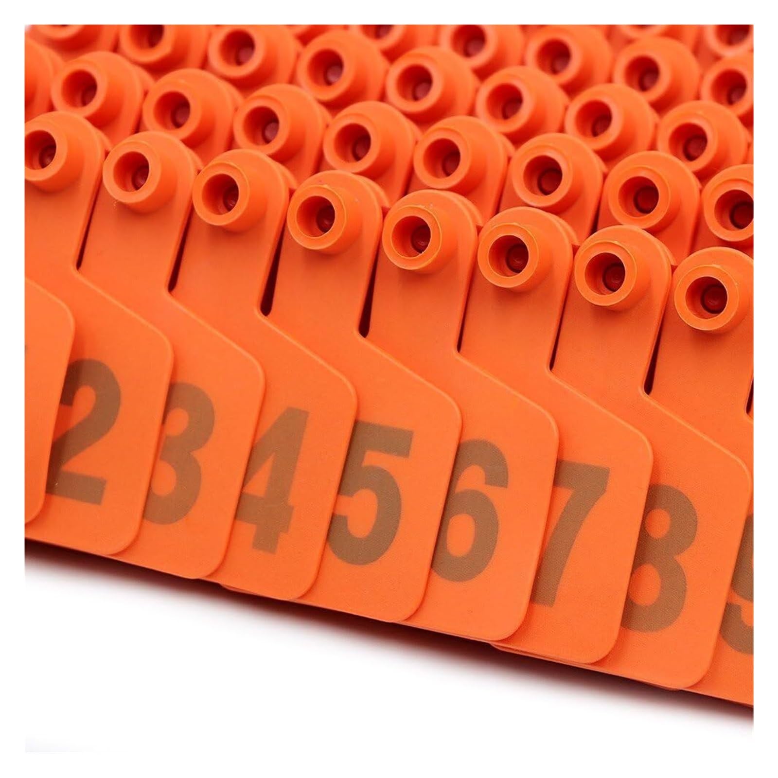 Plastikowa karta numerowa, oznaczenia zwierząt Kolczyk 2,4 * 3 cale, odpowiedni do kolczyków dla świń, bydła, owiec i koni, numer(Orange)
