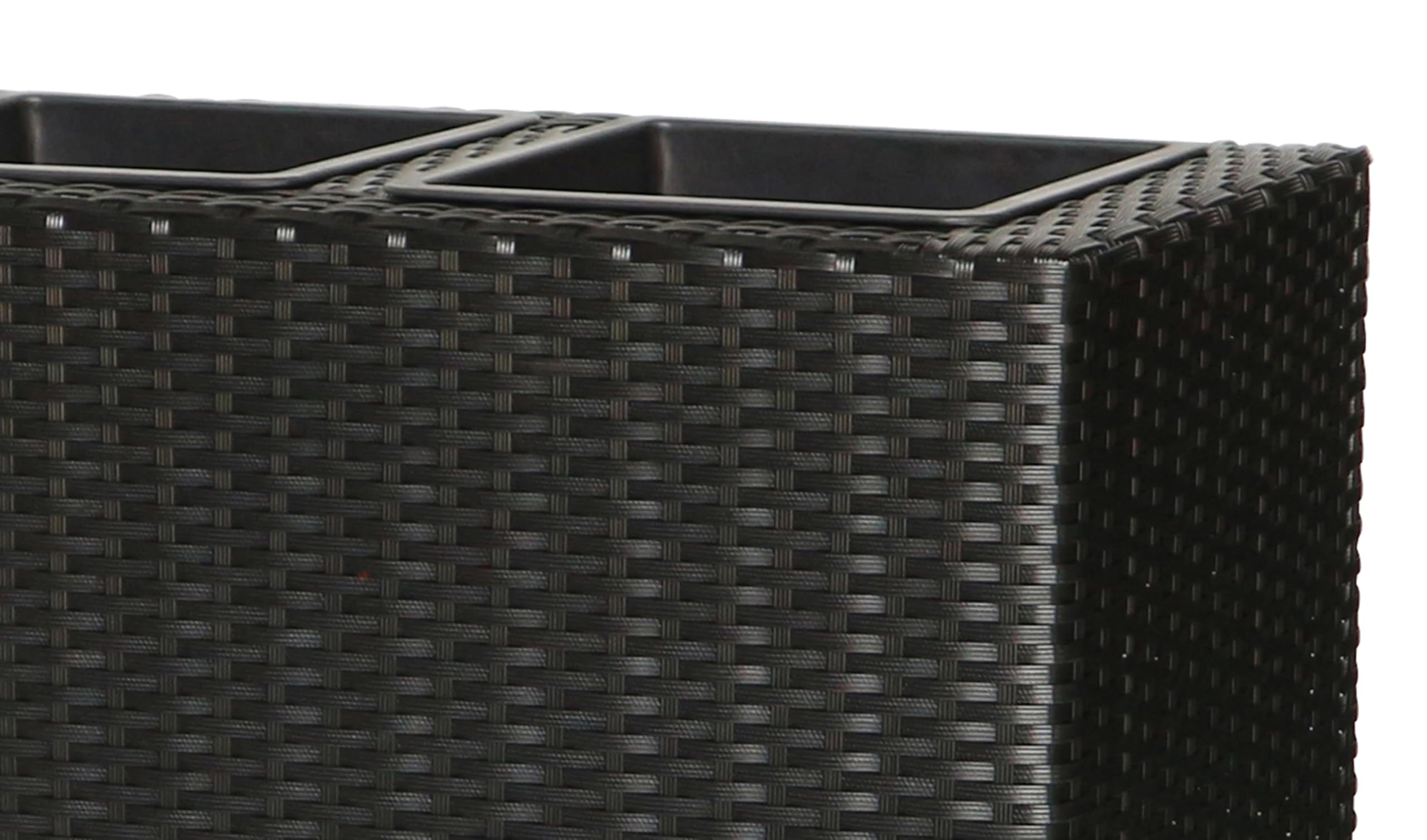 METRO Professional Jardinera/Separador de ambientes con 3 macetas, ratán sintético, Negro
