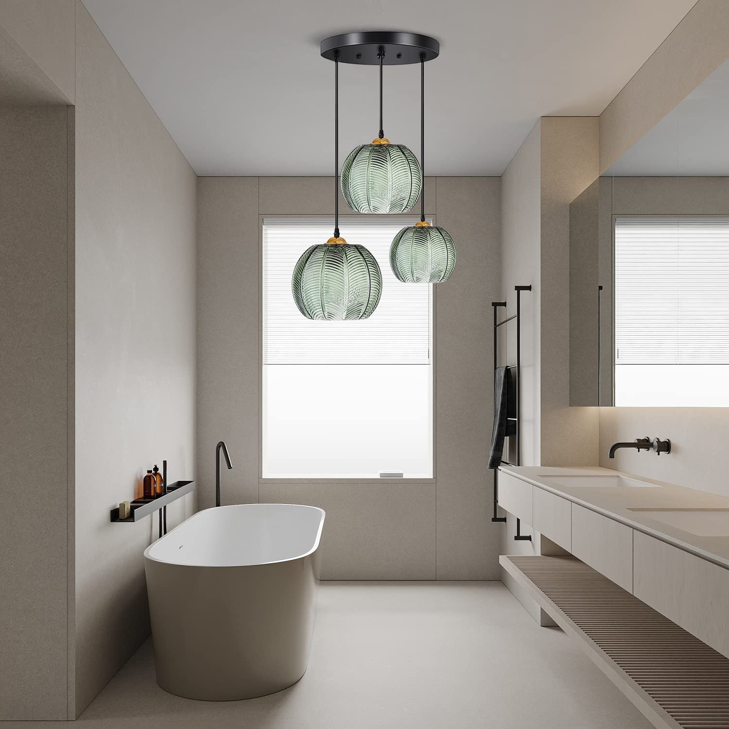 Genérico Lámpara De Araña De Cristal Verde, Tres Bombillas E27, Altura Regulable hasta 150 Cm, Estilo Nórdico Moderno, Adecuada para El Comedor Y El Salón (3-Flame)