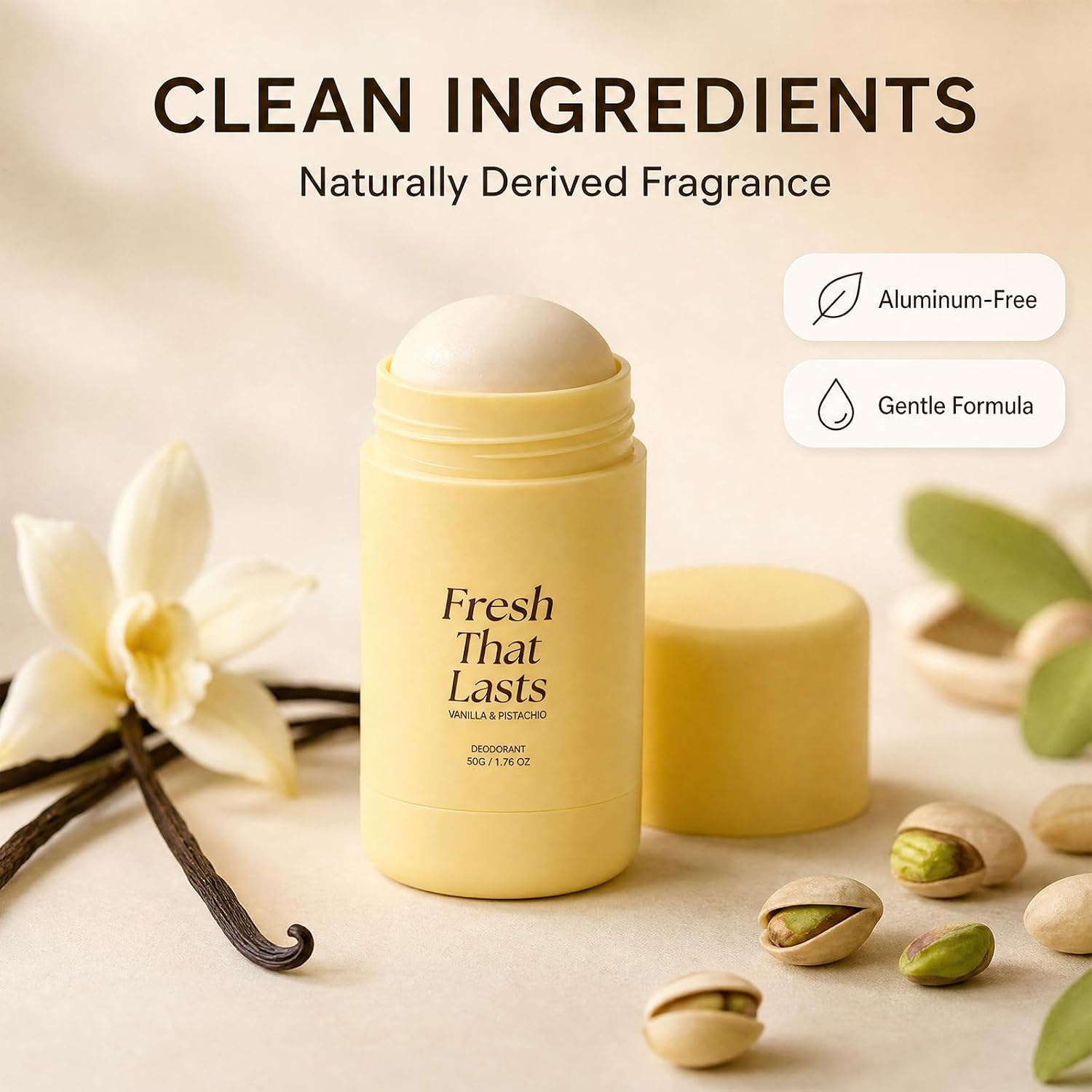 2 Pcs Fresh That Lasts Deodorant Stick for Men & Women - Long-Lasting Odor Protection, Vanilla & Pistachio Scent, Daily Underarm Care image 3