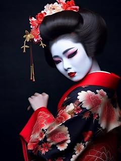 SKRYUIE 5D Geisha Diamond Painting Kits - DIY Diamond Art Kits for Adults Japanese Woman, Full Round Drill - Crystal Cross Stitch - Adults Craft for Wall & Office Decor - 12x16inch