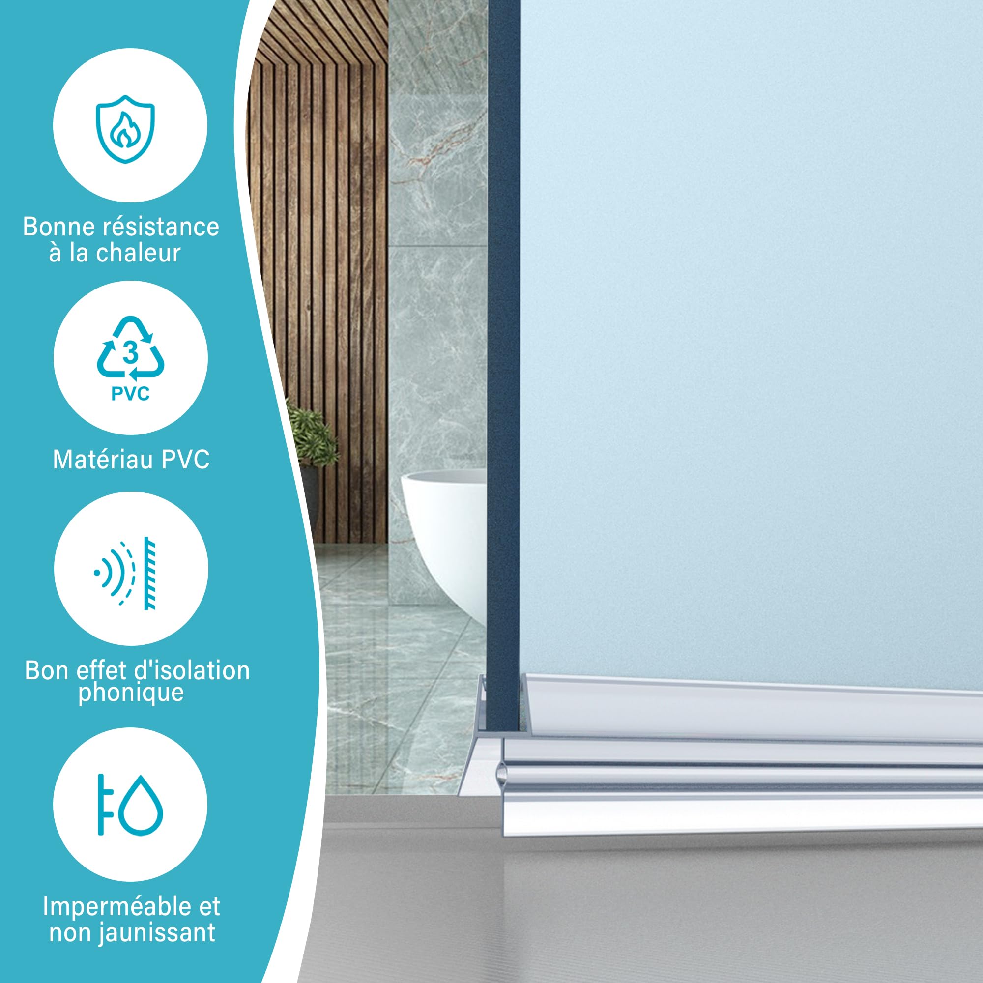2 x 100cm Joint de Douche pour Portes de Douche, Joint de Paroi de Douche Hydrofuge de Remplacement pour Porte de Douche en Verre de 5 à 8 mm, Premium Lèvre de Douche Hydrofuge pour Cabine de Douche