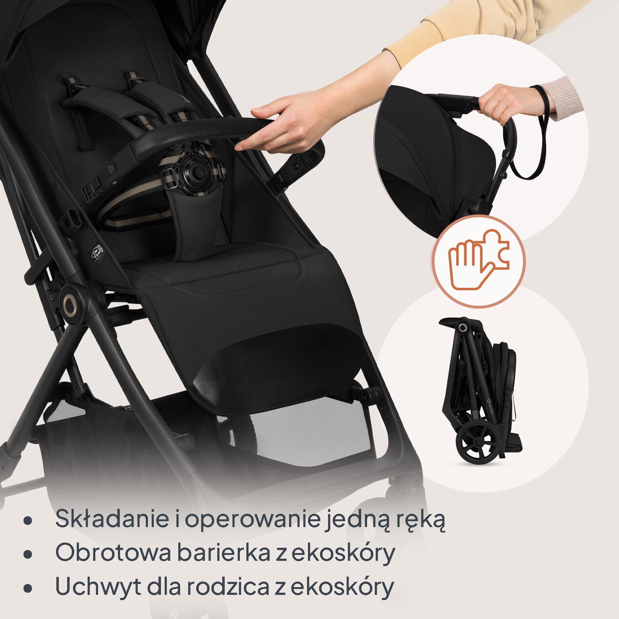 Lionelo Tansi wózek podróżny do 22 kg, rozmiar 6 miesięcy – 4 lata, kompaktowy wózek podróżny z kółkami GravelTech, pozycja leżąca, 92 cm, Dri Seat z zabezpieczeniem UPF50+
