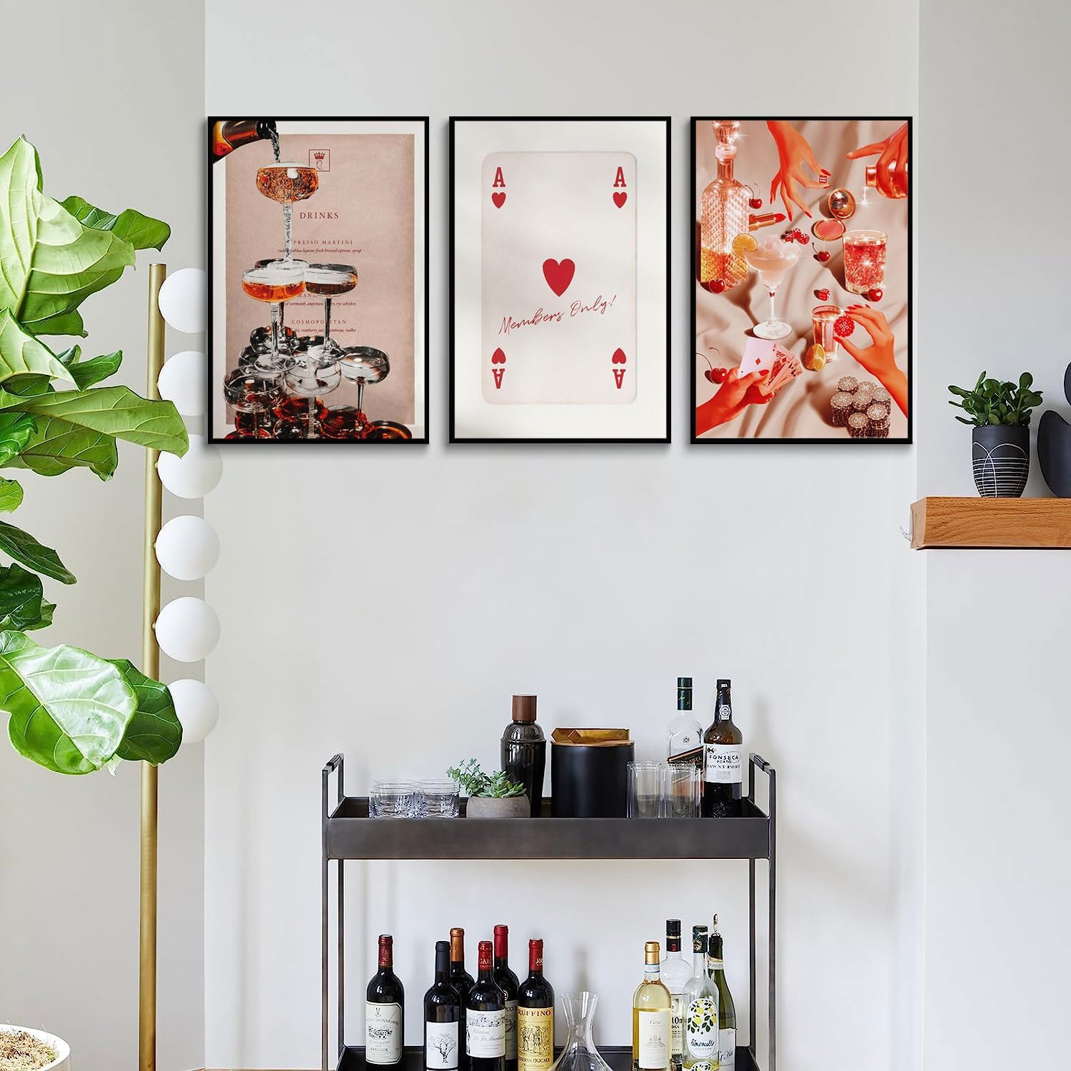 3Pcs Vintage Trendy Wall Art Funny Cocktail Dice Women Poker Night Disco Ball Preppy Wall Art Modern Neutral Aesthetic Posters Prints Funky Bar Cart Decor Pictures for Living Room Decor Unframed