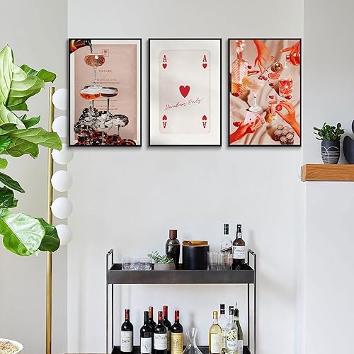 Miniatura 7 de 3 piezas de arte de pared de moda vintage divertido para mujer, dados de cóctel para mujer, bola de discoteca nocturna de póquer, arte de pared,