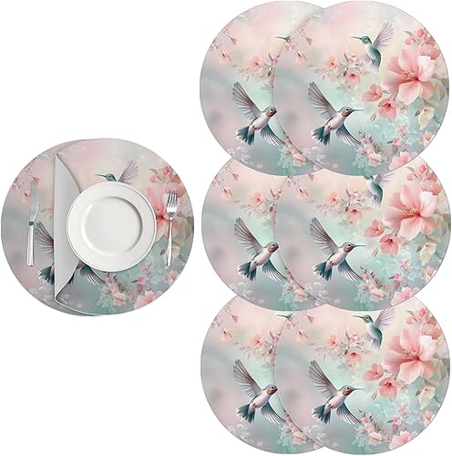 Miniatura 88 de Juego de 6 manteles individuales redondos resistentes al calor de mármol dorado de 15 pulgadas para decoración de mesa de comedor resistente al