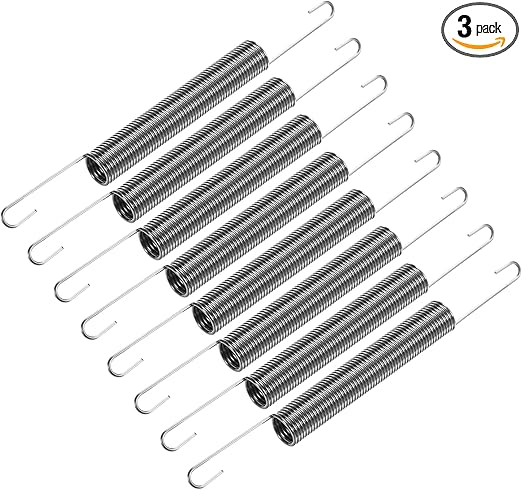 uxcell Extension Spring - 1mm Wire Dia, 10mm OD,120mm Length Spring Steel Small Dual Hook Tension Spring 3pcs