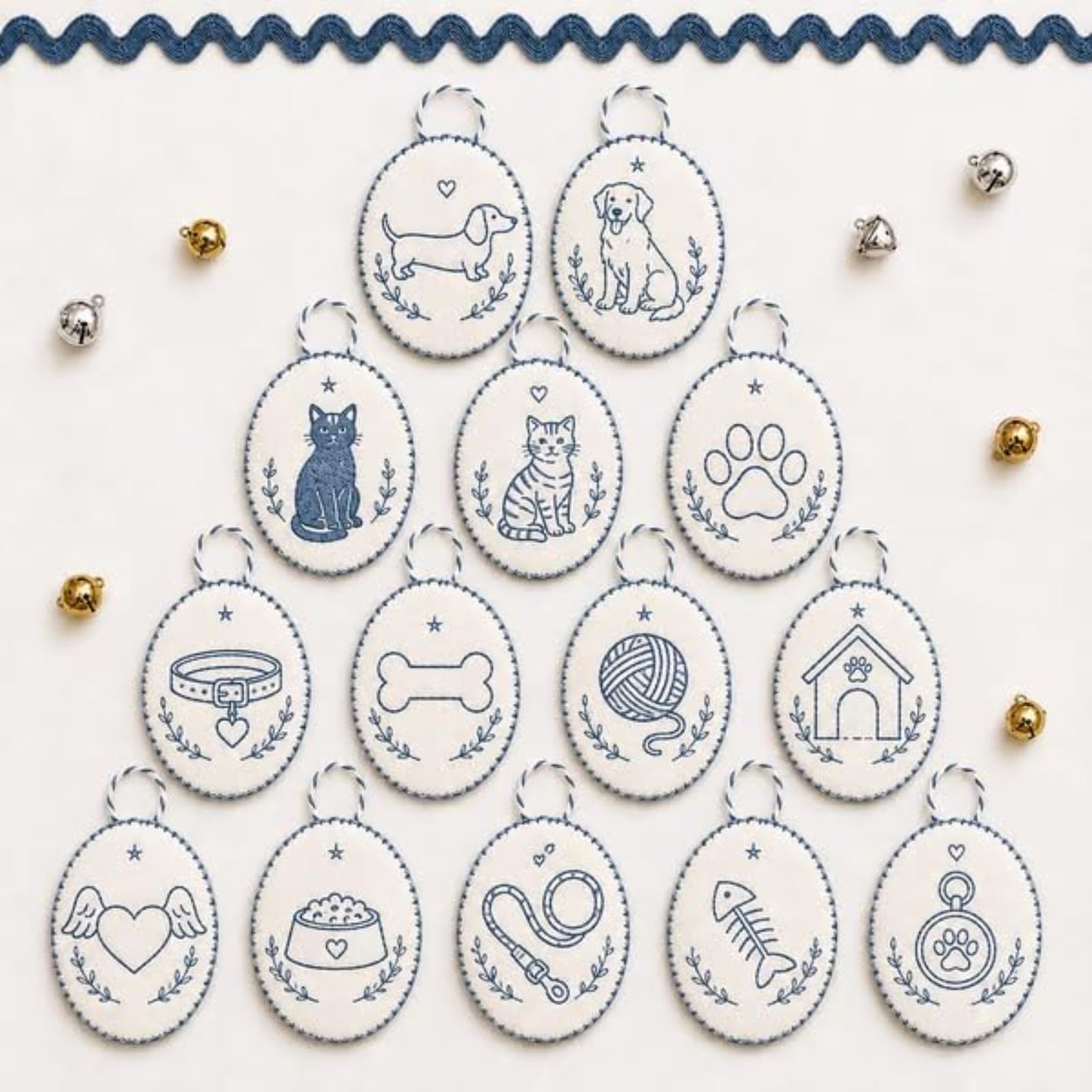 yiokeo Beginner-Friendly DIY Heirloom Oval Embroidery Ornament Kit Collection, Hand Embroidery Christmas Ornaments Kit with Tools & Guide, for Holiday Decor or Gifts (Style L)