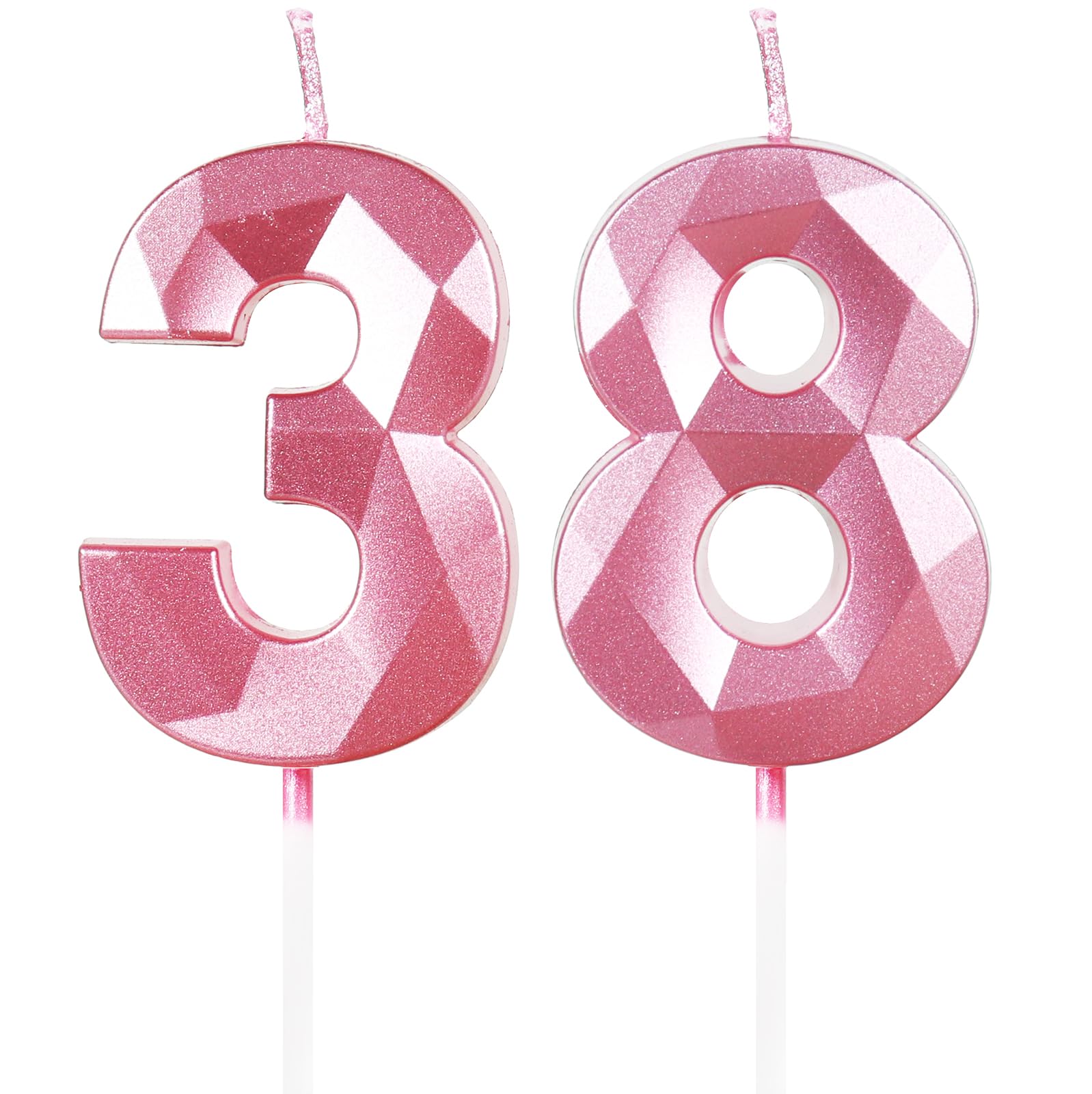 Geburtstagskerzen Zahlen 38 Rosa, 5cm Rosa Kerzen Geburtstag, Tortendeko Geburtstag, Geburtstagskerzen für Geburtstagsdeko, Nummer 38