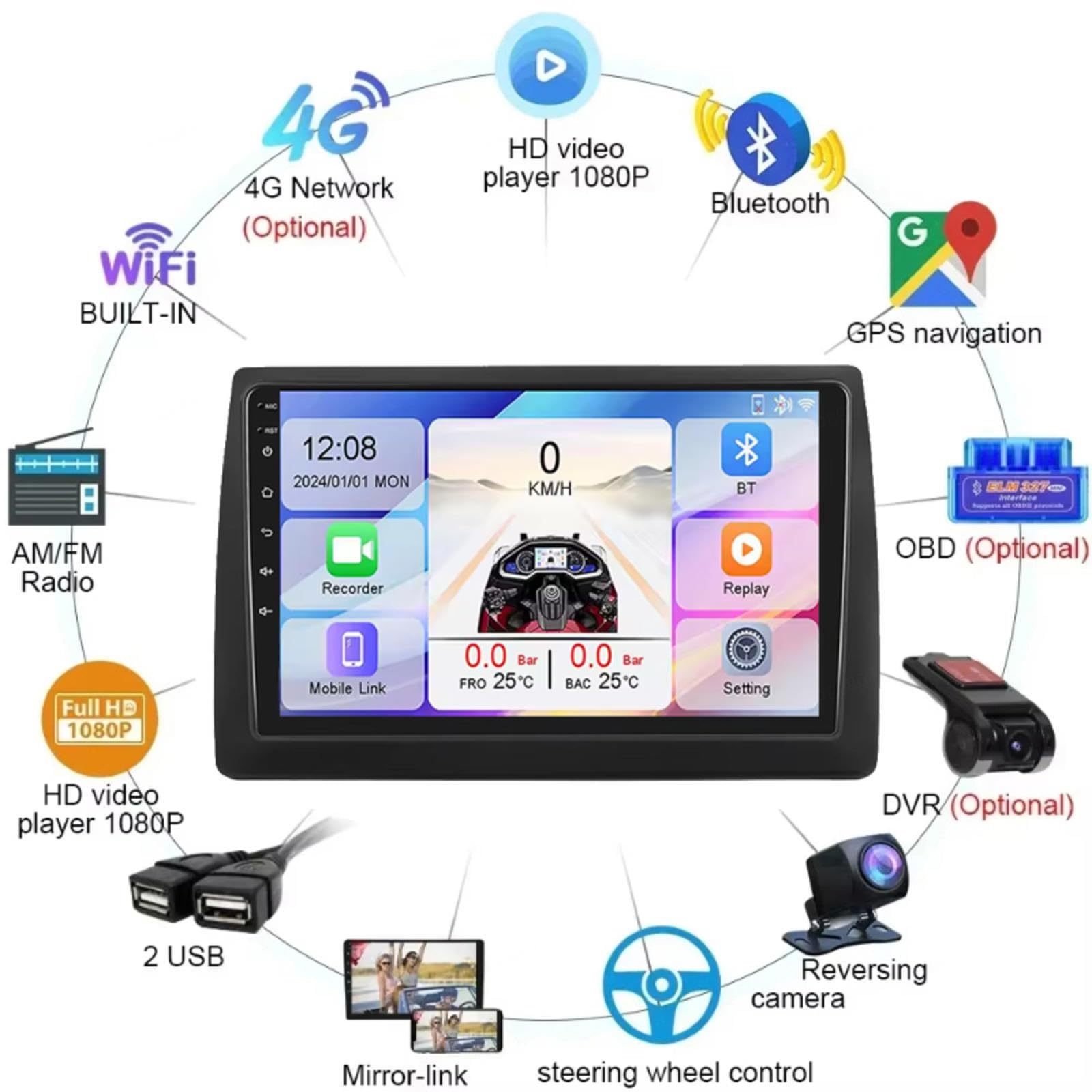 9 cali Android 15 Radio samochodowe do Fiat Stilo 2002-2010, M104