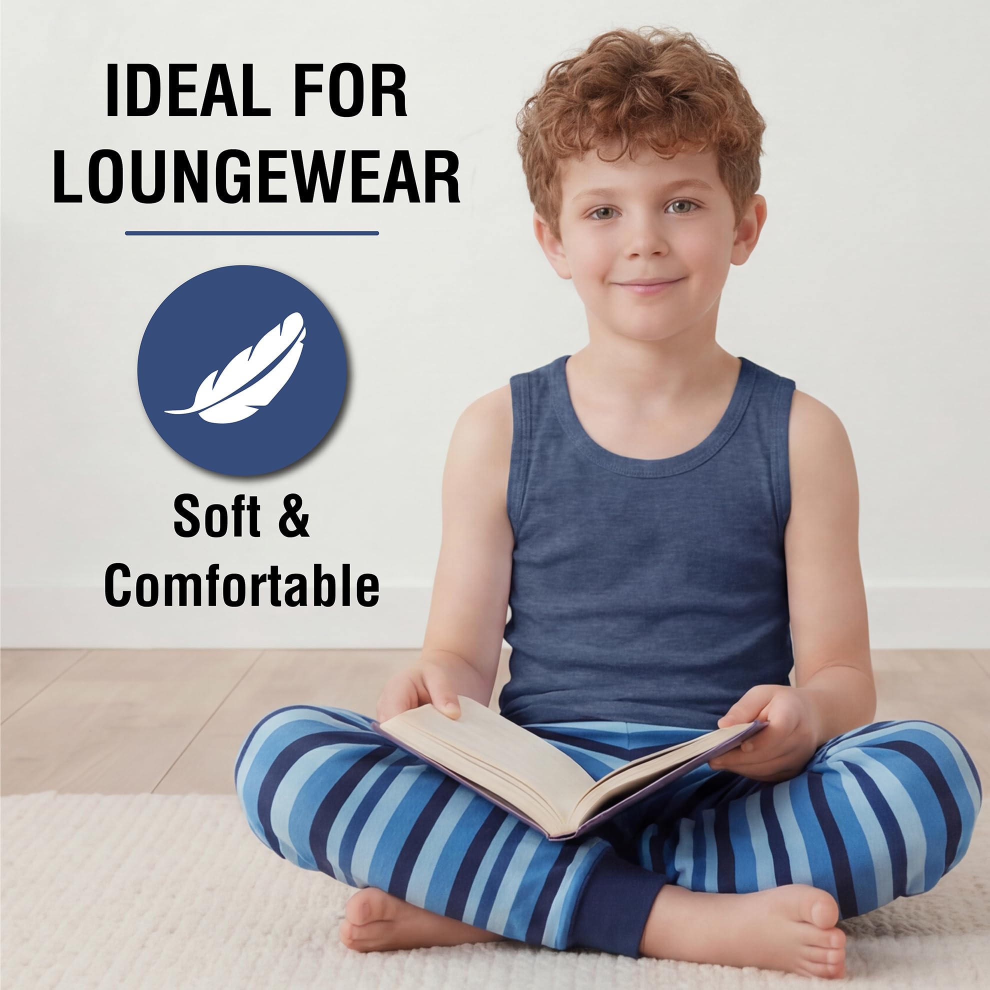 Lot de 5 débardeurs sans manches pour garçon 100 % coton Blanc Taille 2-13 ans